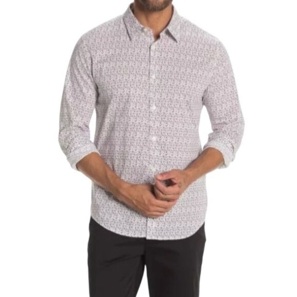 John Varvatos U.S.A. Mens White Floral Long Sleeve Button-Down Size Shirt M - Picture 3 of 7